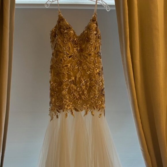 A.Cherie Couture Dresses | Custom White and Gold Dress | Color: Gold/White | Size: 6 | Kathyq516'S Closet
